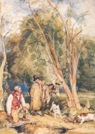 Guardacaccia e ragazzo che cattura un coniglio da John Frederick Lewis